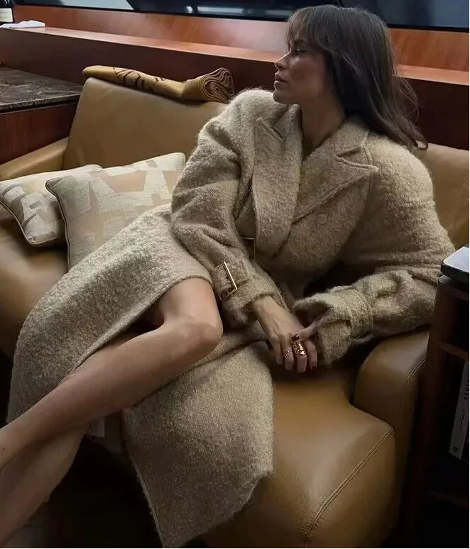 cozy lapel teddy trench ideal for autumn and winter style