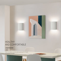Contemporary grey corrugated resin wall sconce for living room décor
