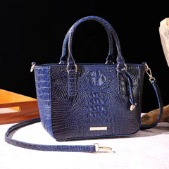 Crocodile pattern PU leather crossbody bag in navy