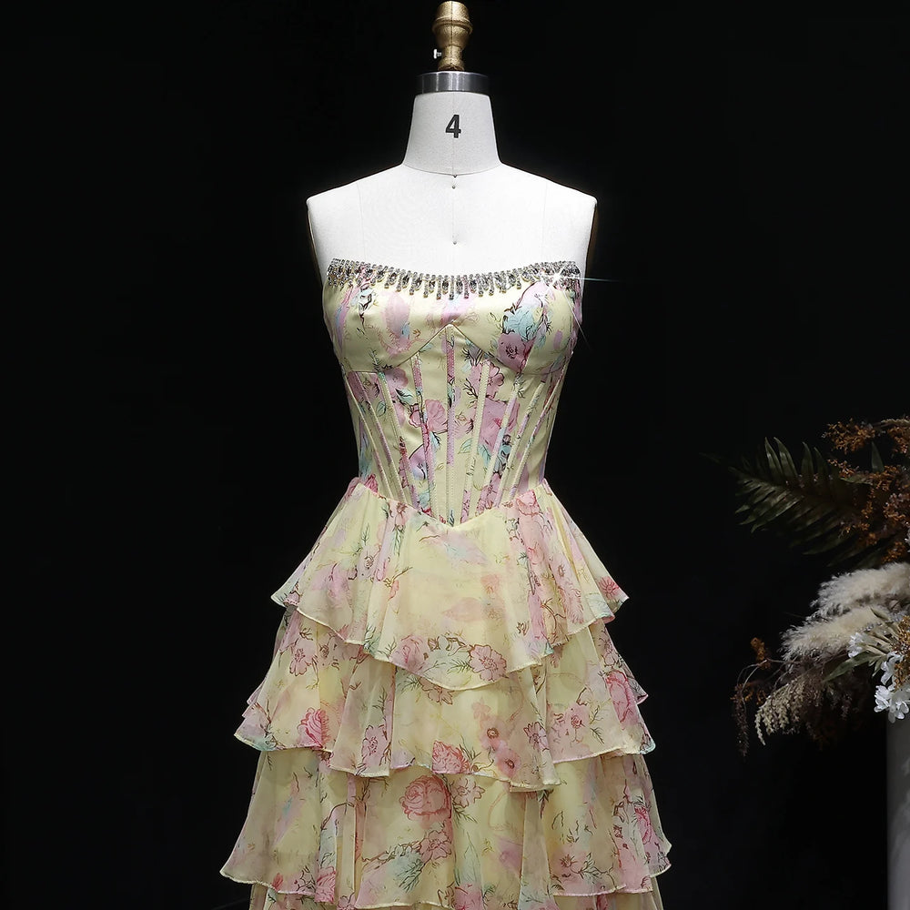 Tiered chiffon skirt with soft layers and flowing hemline