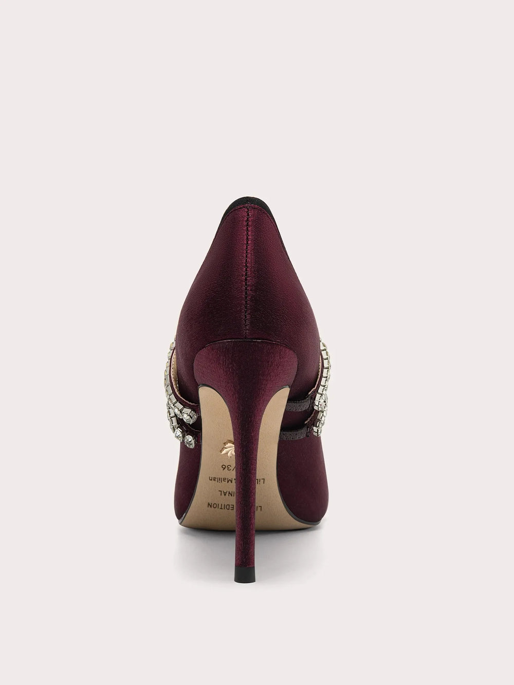 Slender stiletto rhinestone pumps in flannel finish