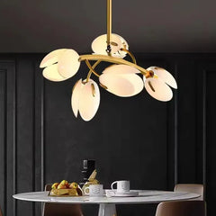 Designer glass flower LED ceiling light ideal for dining rooms and kitchens