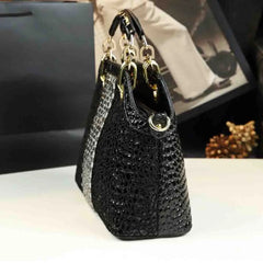 Crocodile print crossbody bag with gold hardware