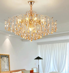 Dimmable luxe pendant crystal light with adjustable chain for ceilings