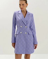 Double breasted lavender mini jacket dress featured for modern parties