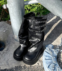 Stylish women’s tall platform boots with edgy design