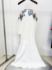 Elegant beaded off-shoulder formal dress