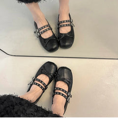 Square toe PU leather Mary Jane ballet shoes