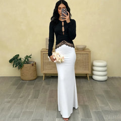 Elegant black lace dress with slim fit and full sleeves