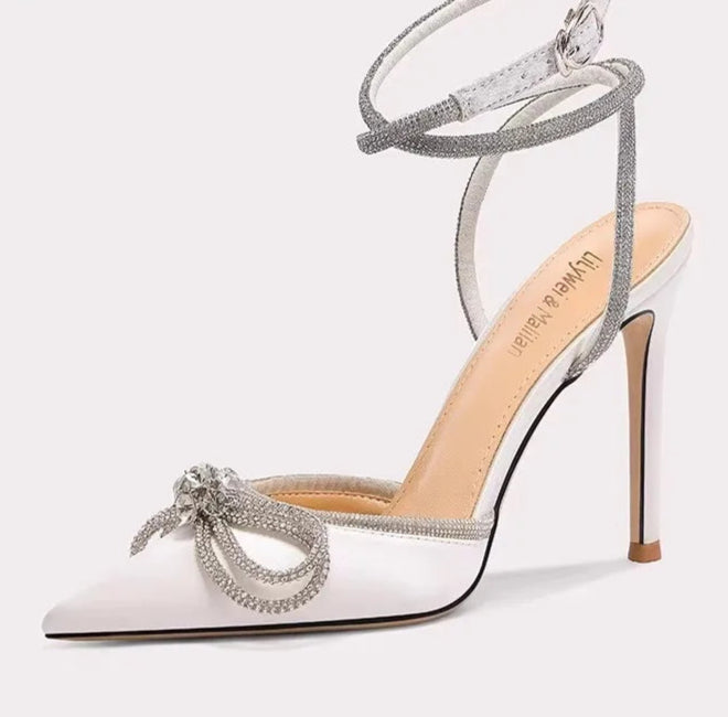 Luxury silk rhinestone thin heel evening sandals