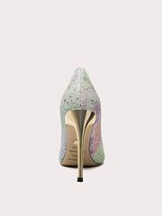 Elegant pointed toe rhinestone pumps with high heel