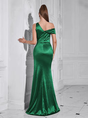 The back view of the dress, showing the elegant design.