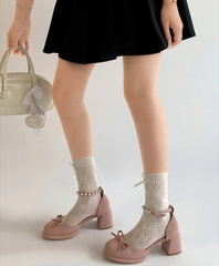 Elegant dress pumps with butterfly-knot bow and ankle strap