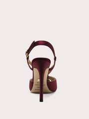 Elegant red high heel sandals with hollow design