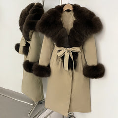 Warm down-filled coat with sculpted silhouette