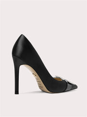 Luxury silk banquet heels with crystal buckle