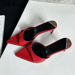 Elegant slip-on mule sandals with PU upper and rubber sole