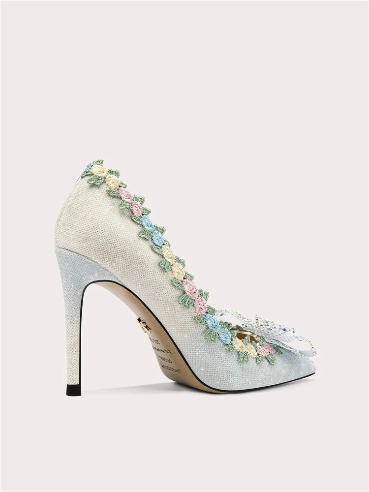 Elegant butterfly knot heels for weddings and parties