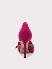 Event pink floral pumps with handcrafted details for women