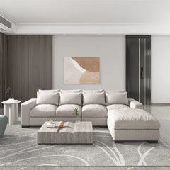 Feather sectional sofa set in minimalist living room