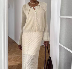 Feminine collar lightweight fall cardigan for daily wear