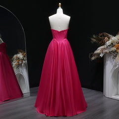 Formal satin gown displayed with full-length A-line silhouette