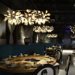 Modern floral semiflush mount light illuminating ceiling decor