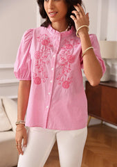 Floral gingham shirt offering a feminine look and breathable fabric