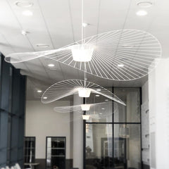  2 Modern LED Pendant Chandelier, a fusion of minimalist design and sculptural artistry. Its unique fan-like silhouette and fluid form bring elegance in a mirrored room set up.