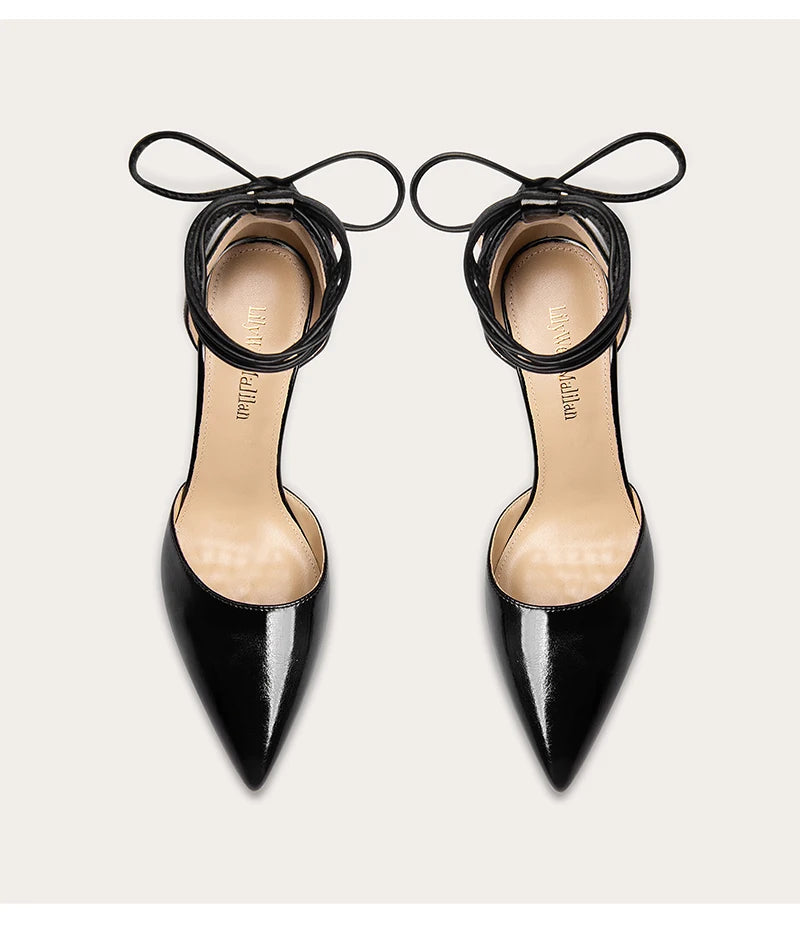 Gold fringe party sandals in black with block heel and pointed toe