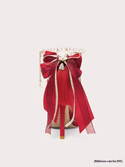 Gold strap red event dress heels designed for showstopper entrances