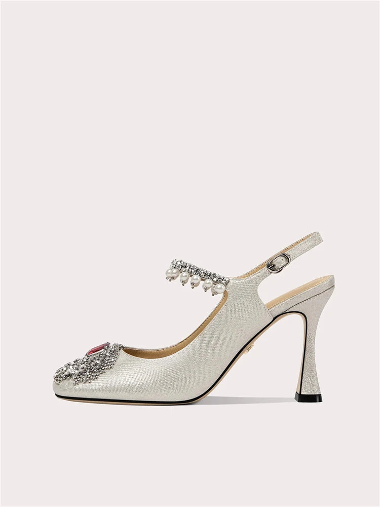Elegant pearl embellished pumps for weddings and galas