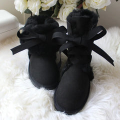 Cow leather shaft snow boots for women