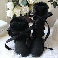 Flat heel fur boots for cold weather comfort