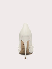 Handmade lace wedding pumps with pearl accents