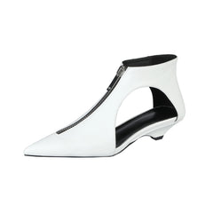 Handmade leather ankle shoes with hollow cutout design