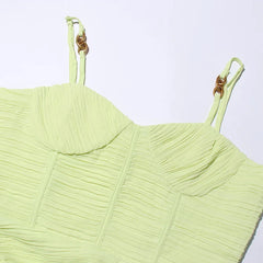 High-waist summer maxi dress with airy drape and clean neckline