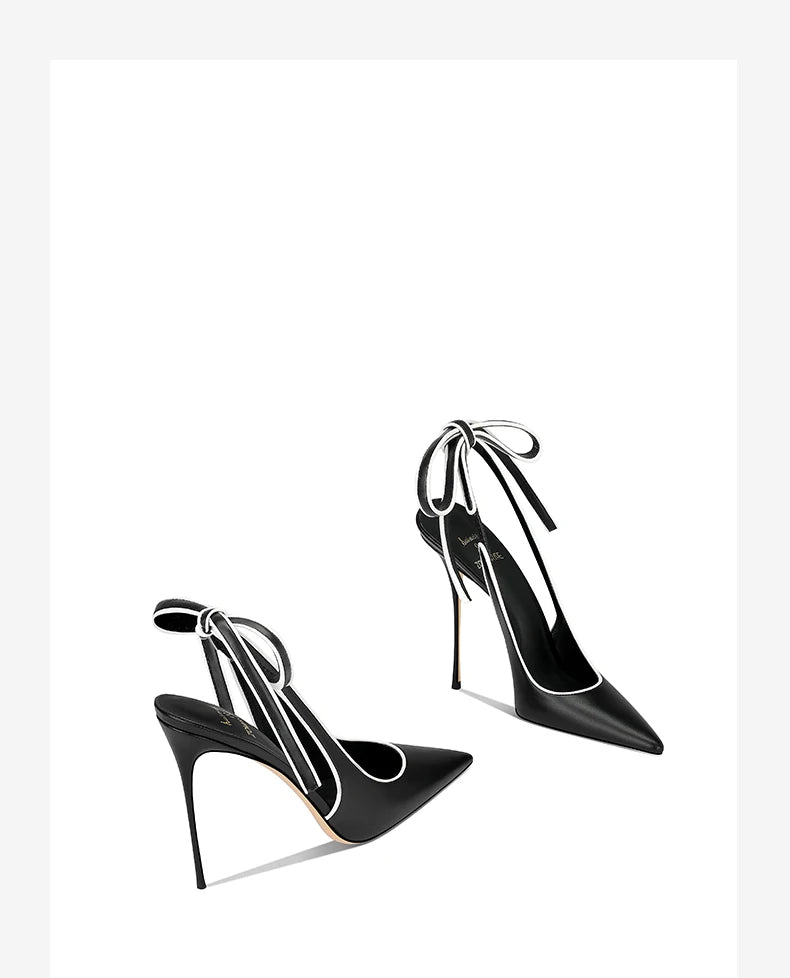 Lace-up bow black dress pumps for chic occasion looks