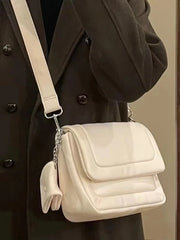 Vintage style white satchel with leather-look finish