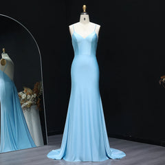 Satin sweetheart mermaid prom gown with clean lines on mannequin