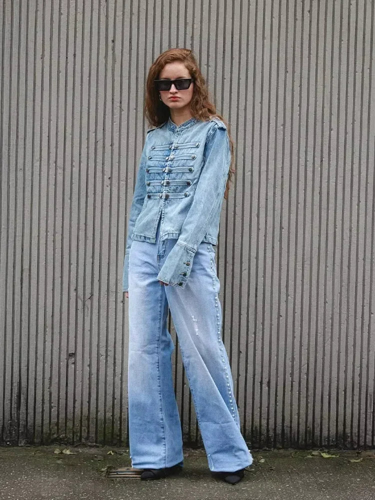 Short utility jacket styled as a clean everyday layering piece