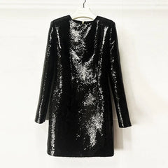 All-over sequin evening dress with streamlined pencil cut
