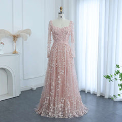 Evening gown with romantic floral detailing