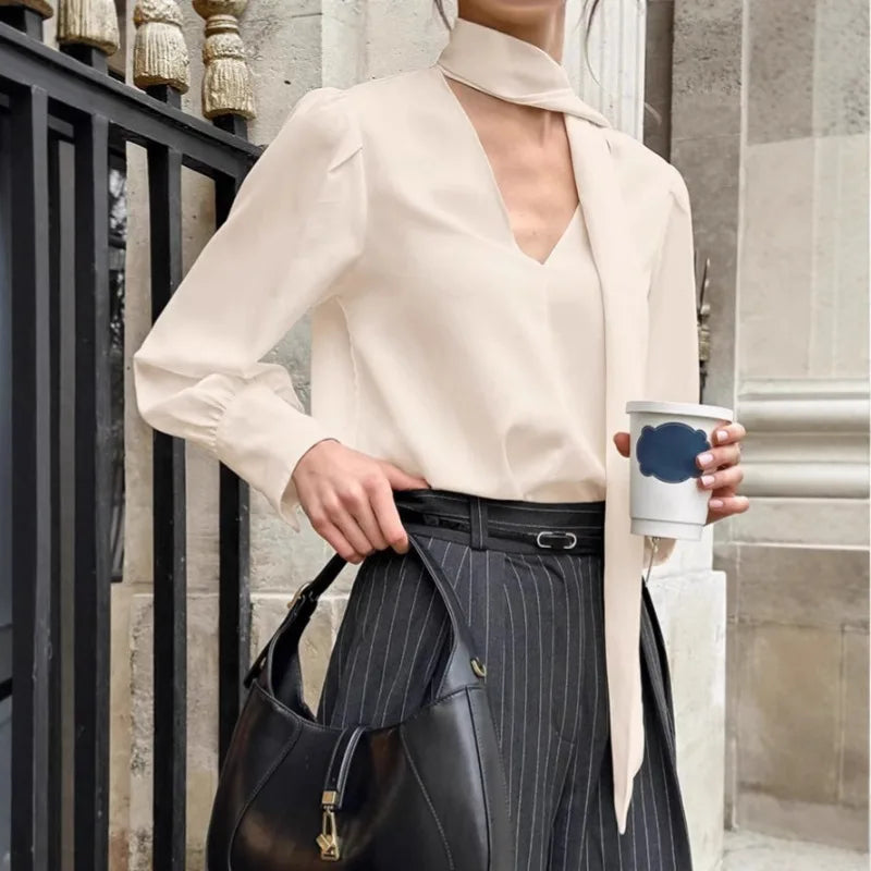 Long sleeve slim-fit women’s blouse for spring and summer