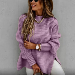 Mock neck batwing sleeve knitwear for winter