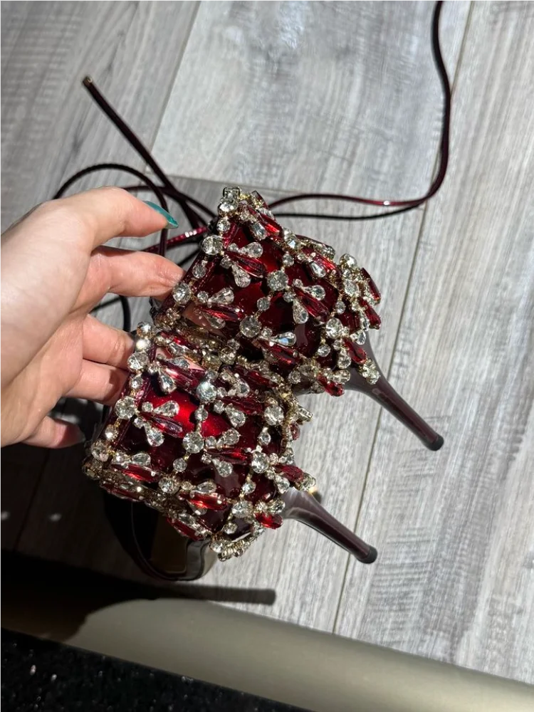 Luxury bold red gala party heels designed for celebrations