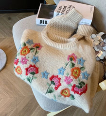 Women’s vintage floral embroidered cashmere knitwear