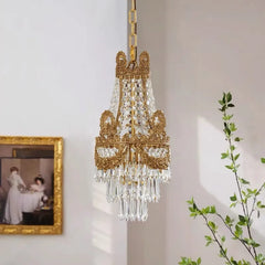 Luxury foyer baroque crystal chandelier with antique copper frame