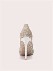 Luxury gala sequin flower heels for women, handmade detail