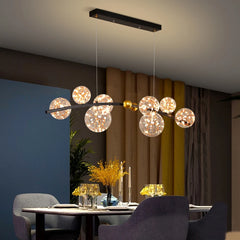 Luxury LED hanging lamp with clear glass balls for living room